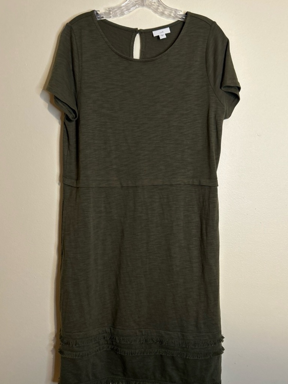 J. Jill Olive Green Short Sleeve Mini Dress